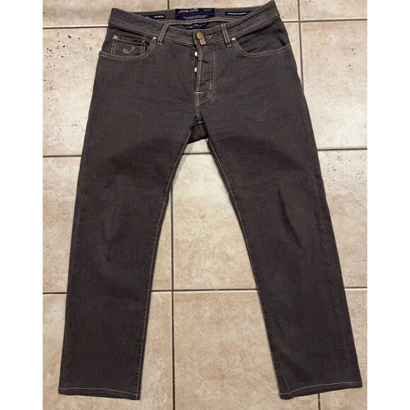 Jacob Cohen Jeans Mens 32x27 Brown Stretch Made in Italy Handmade J688 COMF - Picture 1 of 12